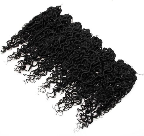 وصلات شعر كروشيه جديدة من Goddess Locs بطول 18 بوصة من River Fauxs Locs مموج ومجعد Fauxlocs ضفائر كروشيه بوهيمية 4 عبوات (1B، 18 بوصة)... in Kuwait