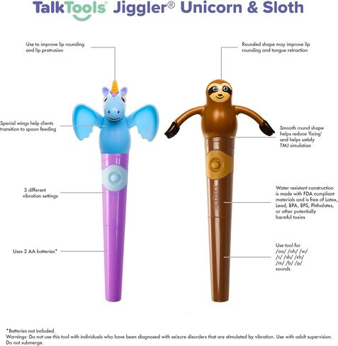 TalkTools Jiggler® | مدلك الوجه عن طريق الفم القابل للمضغ، مجموعة من 2 مدلك حسي عن طريق الفم | العلاج الحركي المهدئ للأطفال (أخضر وأزرق) in Kuwait