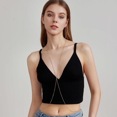 سلسلة الجسم OVRUNS مجوهرات للنساء سلسلة خصر مطلية بالذهب عيار 18 قيراط سلسلة قلادة مثيرة للبطن in Kuwait