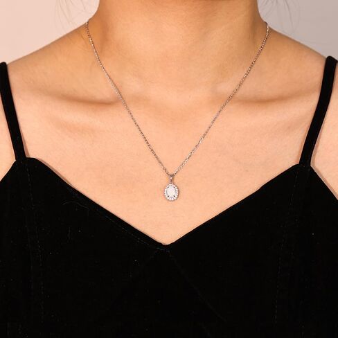 FANCIME Opal Jewelry Set Sterling Silver Oval Opal Ruby Necklaces White Opal Stud Leverback Earrings October Birthstone Fine Jewelry for Women in Kuwait