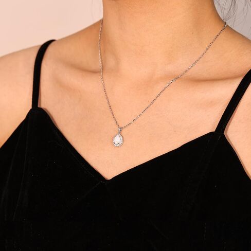 FANCIME Opal Jewelry Set Sterling Silver Oval Opal Ruby Necklaces White Opal Stud Leverback Earrings October Birthstone Fine Jewelry for Women in Kuwait