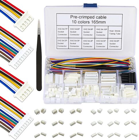 Keszoox SM 2.54mm Male & Female JST Connector Kit with 22AWG Pre-Crimped Cables Wire,(Total 68Pcs) 2/3/4/5/6 Pin Housing JST Adapter Cable Connector（5 Colors 150mm） in Kuwait