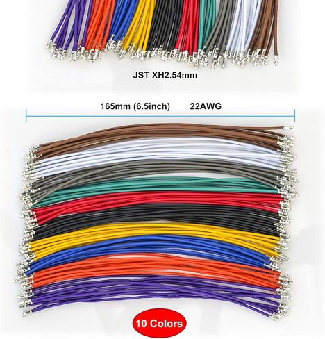 Keszoox SM 2.54mm Male & Female JST Connector Kit with 22AWG Pre-Crimped Cables Wire,(Total 68Pcs) 2/3/4/5/6 Pin Housing JST Adapter Cable Connector（5 Colors 150mm） in Kuwait