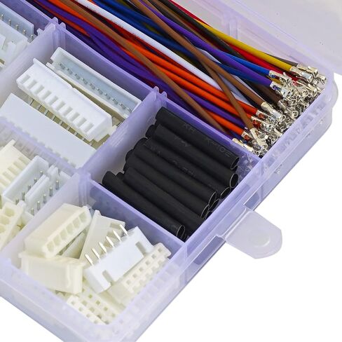 Keszoox SM 2.54mm Male & Female JST Connector Kit with 22AWG Pre-Crimped Cables Wire,(Total 68Pcs) 2/3/4/5/6 Pin Housing JST Adapter Cable Connector（5 Colors 150mm） in Kuwait