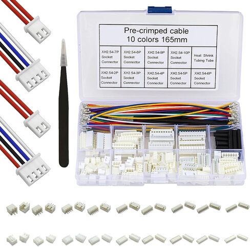 Keszoox SM 2.54mm Male & Female JST Connector Kit with 22AWG Pre-Crimped Cables Wire,(Total 68Pcs) 2/3/4/5/6 Pin Housing JST Adapter Cable Connector（5 Colors 150mm） in Kuwait