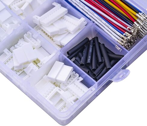 Keszoox SM 2.54 مم طقم موصل JST للذكور والإناث مع سلك كابلات مجعدة مسبقًا 22AWG، (إجمالي 68 قطعة) 2/3/4/5/6 دبوس موصل كابل محول JST (5 ألوان 150 مم) in Kuwait