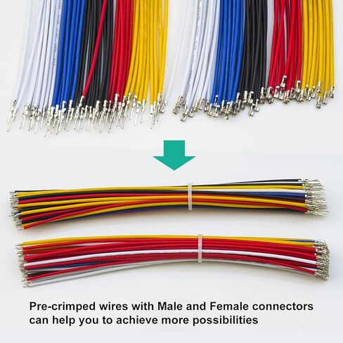 Keszoox SM 2.54 مم طقم موصل JST للذكور والإناث مع سلك كابلات مجعدة مسبقًا 22AWG، (إجمالي 68 قطعة) 2/3/4/5/6 دبوس موصل كابل محول JST (5 ألوان 150 مم) in Kuwait