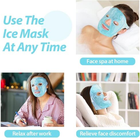 NEWGO Gel Face Mask Cold Pack Cooling Gel Face Mask, Hot Cold Therapy Cold Face Mask for Puffy Eyes, Migraines Relief, Skin Care, Puffiness, Acne - Blue in Saudi Arabia