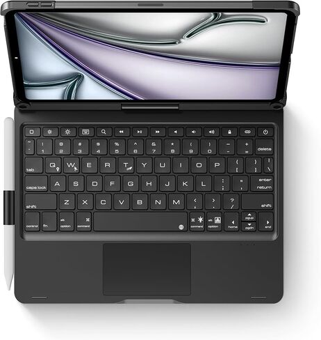 حافظة لوحة مفاتيح edaiser iPad Air الجيل الخامس 4th 10.9 بوصة وiPad Pro 11 4th 3rd 2nd Gen 2022 غطاء لوحة مفاتيح دوارة Smart Touch Folio مع لوحة تتبع بلوتوث حامل قلم رصاص بإضاءة خلفية، رمادي معدني in Kuwait