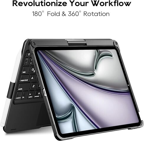 حافظة لوحة مفاتيح edaiser iPad Air الجيل الخامس 4th 10.9 بوصة وiPad Pro 11 4th 3rd 2nd Gen 2022 غطاء لوحة مفاتيح دوارة Smart Touch Folio مع لوحة تتبع بلوتوث حامل قلم رصاص بإضاءة خلفية، رمادي معدني in Kuwait