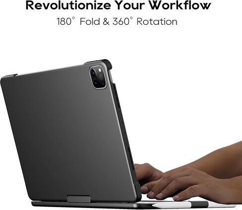 حافظة لوحة مفاتيح edaiser iPad Air الجيل الخامس 4th 10.9 بوصة وiPad Pro 11 4th 3rd 2nd Gen 2022 غطاء لوحة مفاتيح دوارة Smart Touch Folio مع لوحة تتبع بلوتوث حامل قلم رصاص بإضاءة خلفية، رمادي معدني in Kuwait