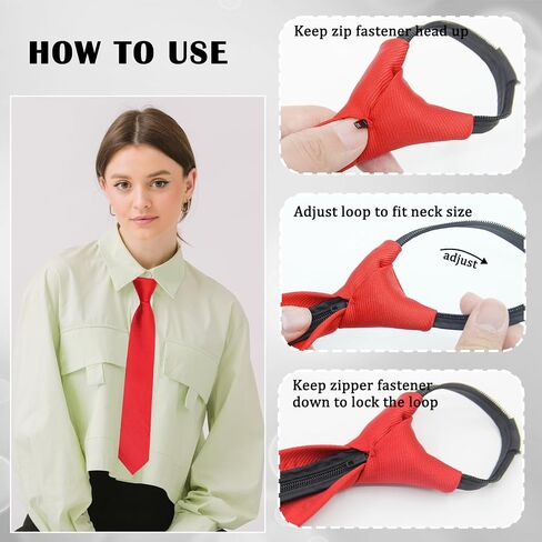 Ties for Women, Adjustable Pre Tied School Tie for Boys Girls Kids Black/Red Zipper Tie for Uniforms, Shirt, Jk in Saudi Arabia