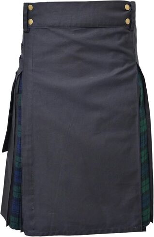 Modern Utility Kilts-Men's Plus Size Scottish Hybrid Black Cotton & Acrylic Wool Tartan Utility Kilts for Men in Saudi Arabia