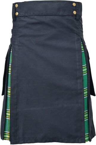 Modern Utility Kilts-Men's Plus Size Scottish Hybrid Black Cotton & Acrylic Wool Tartan Utility Kilts for Men in Saudi Arabia