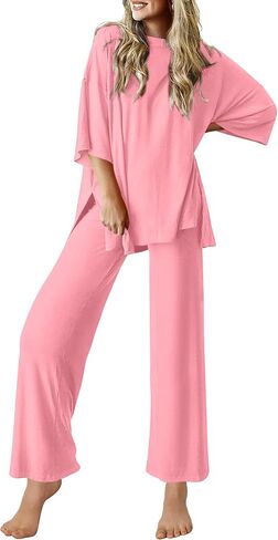 Ekouaer Lounge Sets for Women Short Sleeve Tops and Long Pants Soft Comfy Pajamas Set 2 Piece Outfits S-XXL in Saudi Arabia