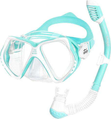 مجموعة Seago Kids Snorkel للأعمار من 6 إلى 14 عامًا قناع السباحة والغطس المضاد للضباب والغطس العلوي الجاف للأولاد والبنات والمراهقين in Kuwait