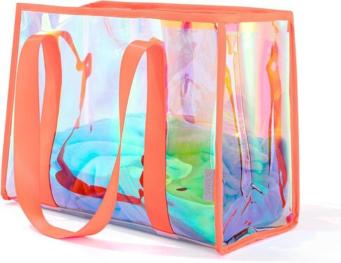 Large Beach Bag for Women Waterproof Sandproof Tip-Proof Beach Tote Iridescent Bag with Waterproof Pocket for Pool in Saudi Arabia