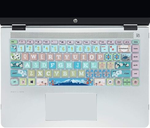 Keyboard Cover for 2020 2019 2018 HP 14" Laptop/HP Pavilion x360 14M-BA 14M-CD 14M-DH 14-BA 14-BF 14-cm 14-CF 14-DF 14-DK 14-DS 14-DQ Series 14 Inch Protective Skin, Sakura in Kuwait