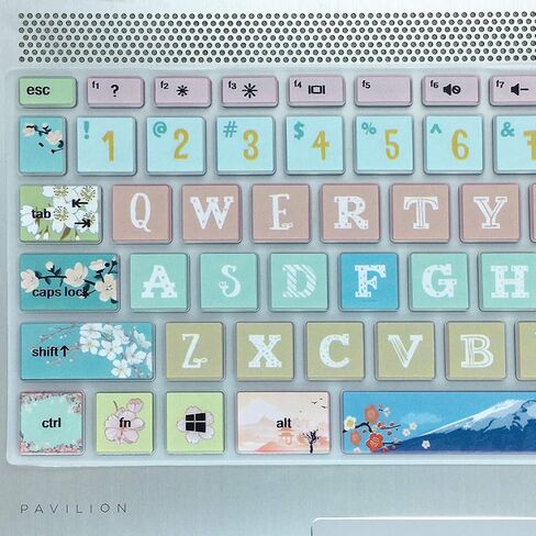 Keyboard Cover for 2020 2019 2018 HP 14" Laptop/HP Pavilion x360 14M-BA 14M-CD 14M-DH 14-BA 14-BF 14-cm 14-CF 14-DF 14-DK 14-DS 14-DQ Series 14 Inch Protective Skin, Sakura in Kuwait