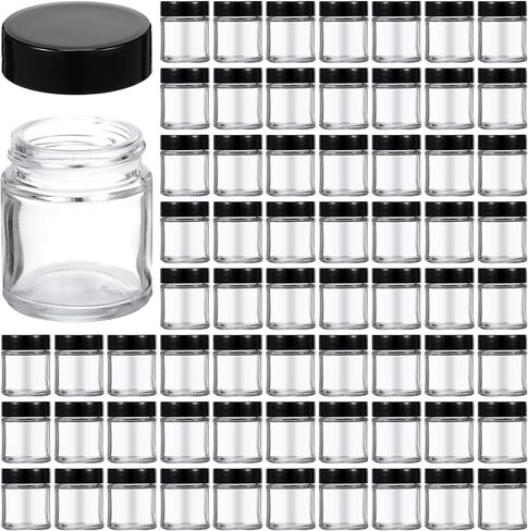 60 Pieces Glass Jars with Lids Clear Small Mason Jars Empty Round Glass Spice Jars Wide Mouth Canning Jars Storage Refillable Empty Cosmetic Containers for Lotions Cream Powders Beauty Product (1 oz) in Saudi Arabia