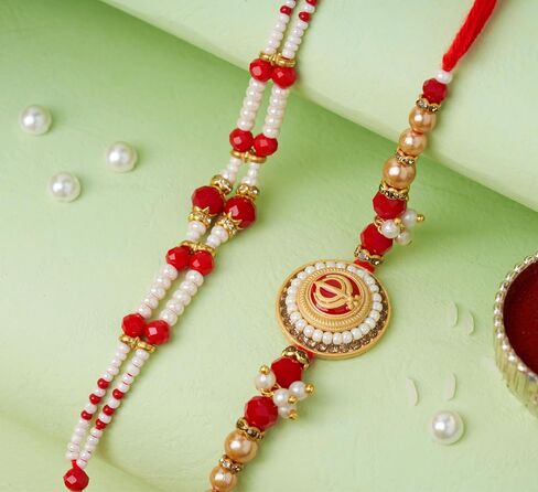 Rakhi For Brother with Gift Set - Set of 3, Rakhi For Brother with Card, Roli Chawal | Rakhi for Brother and Bhabhi | Rakhi For Brother | Bhaiya Bhabhi Rakhi | Raksha Bandhan Rakhi in Saudi Arabia