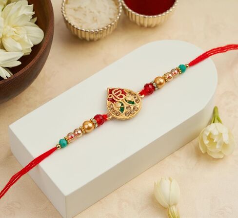 Rakhi For Brother with Gift Set - Set of 3, Rakhi For Brother with Card, Roli Chawal | Rakhi for Brother and Bhabhi | Rakhi For Brother | Bhaiya Bhabhi Rakhi | Raksha Bandhan Rakhi in Saudi Arabia
