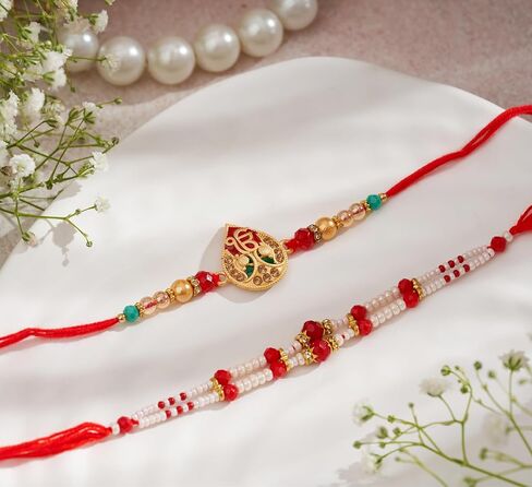 Rakhi For Brother with Gift Set - Set of 3, Rakhi For Brother with Card, Roli Chawal | Rakhi for Brother and Bhabhi | Rakhi For Brother | Bhaiya Bhabhi Rakhi | Raksha Bandhan Rakhi in Saudi Arabia