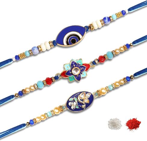 Rakhi For Brother with Gift Set - Set of 3, Rakhi For Brother with Card, Roli Chawal | Rakhi for Brother and Bhabhi | Rakhi For Brother | Bhaiya Bhabhi Rakhi | Raksha Bandhan Rakhi in Saudi Arabia