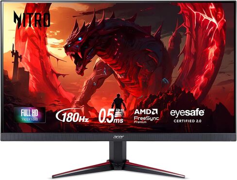 شاشة Acer Nitro 27 بوصة Full HD 1920 x 1080 PC Gaming IPS | AMD FreeSync Premium | تحديث 180 هرتز | ما يصل إلى 0.5 مللي ثانية | دعم HDR10 | 99% sRGB | 1 × منفذ عرض 1.2 و2 × HDMI 2.0 | VG270 M3bmiipx، أسود in Saudi Arabia