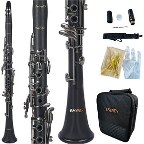 KAYATA B Flat Clarinet,Student Clarinet with Ebonite Body, Rose Gold Plated Keys Adjustable Thumb Rest with Unique Thin Ring. Lightweight Canvas Case with shoulder strap. (Rose Gold)
