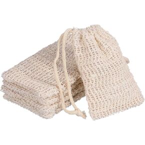 5 Pieces Soap Saver Bag Natural Sisal Exfoliating Soap Pouch for Foaming and Drying The Soap Bars Shower Soap Bag (Beige,10 x 15 cm)