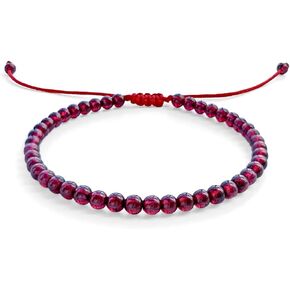 Positivelady Red String Bracelet Anklet Garnet January Birthstone Beaded Adjustable Unisex Birthday Commemorative Gift