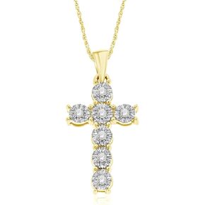 NATALIA DRAKE 1/10 Cttw Diamond Christian Cross Necklace for Women in 925 Sterling Silver Color J-K/Clarity I3