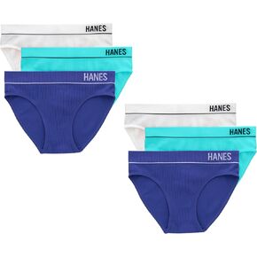 Hanes Womens Originals Seamless Stretch Rib Bikini Panties Pack, Assorted Colors, 6-Pack