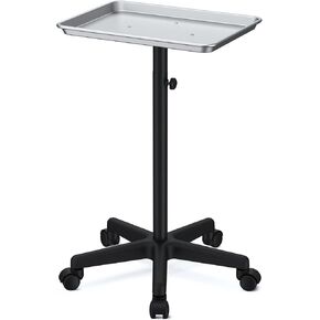 Salon Tray Premium Aluminum Salon Trolley Tattoo Tray Mayo Tray Instrument Rolling Tray Silver Salon Station Tray with Wheels for Barber Salon SPA Tattoo Clinic