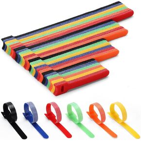 150PCS Cable Ties, 4+6+8+10 inch Multi-Colour Velcro Cable Ties for Cable Management, Adjustable Fastening Cable Ties, Multi-Purpose Reusable Hook and Loop for Home, Office and Garage.