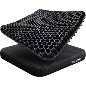 Gel Wheelchair Seat Cushion for Long Sitting - Cooling Office Chair Cushion for Sciatica, Back, Pressure Sore, Tailbone Pain Relief - Soft & Breathable Butt Pillow with Non-Slip Cover for Wheelchair