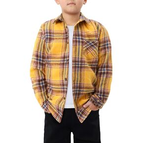 storeofbaby Boys Casual Button Down Shirts Kids Long Sleeve Plaid Blouses Shacket Jacket 7-15 Years