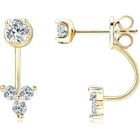 Moissanite Earrings for Women 925 Sterling Silver 18K White Gold Plated 0.96CT-2CT Moissanite Detachable Ear Jackets Two Wearable Stud Earrings Hypoallergenic Diamond Jewelry Gifts