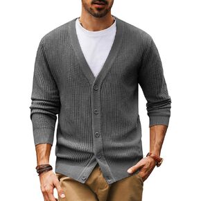 PJ PAUL JONES Men's Cardigan Sweaters Long Sleeve V-Neck Cardigans Slim Fit Casual Buttons Down Ribbed Knitted Sweater