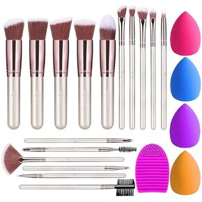 Makeup Brushes 16PCs Makeup Brushes Set with 4PCs Beauty Blender Sponge and 1 Brush Cleaner Premium Synthetic Foundation Brushes Blending Face Powder Eye Shadows Make Up Brushes Tool(Marble)