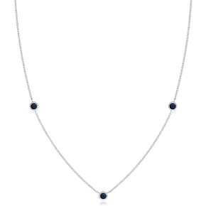 ANGARA Natural Blue Sapphire Round Pendant Necklace in 14K White Gold for Women, Girls with 18" Chain (Grade-A | 3mm) | September Birthstone Jewelry Gift for Her |