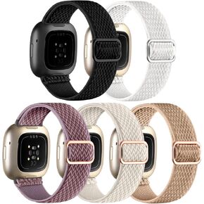 Adorve Elastic Nylon Bands Compatible with Fitbit Versa 3/Versa 4/Sense/Sense 2 band for Men Women, Adjustable Stretchy Solo Loop Sport Band for Fitbit Versa 3 & Sense Smart Watches Strap Accessories