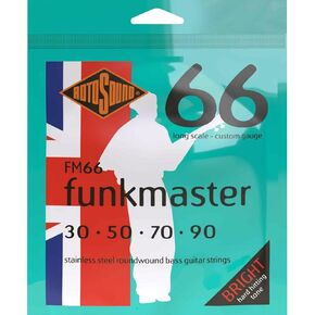 Rotosound FM66 Swing Bass 66 Stainless Steel Funkmaster Bass Guitar Strings (30 50 70 90)