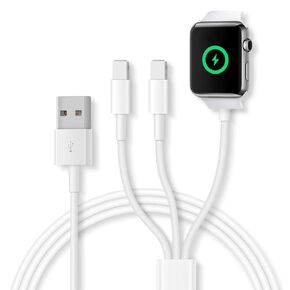 3 in 1 Charging Cable USB C, iWatch and iPhone Charger, Phone and Watch Charge Cord Compatible with Apple Watch Series 9 8 7 6 5 4 3 2 1 SE1 SE2, iPhone 14/13/12/11/Pro/Max/XS/X/Airpods/iPad, 4ft/1.3M