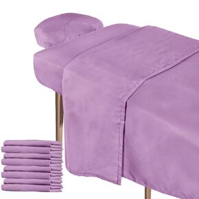 4 Sets Soft Microfiber Massage Table Sheets Set Bulk 3 Piece Set Includes Massage Flat Sheet and Fitted Sheet and Massage Face Rest Cover(Beige)