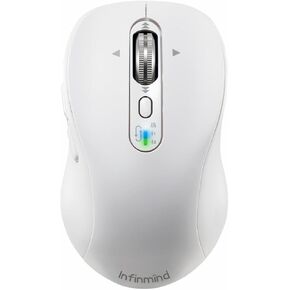 INFINMIND Wireless Smart Flying Scroll Mouse, Computer Mice with 4 Level 3200 DPI，Rechargeable，4-Way Scrolling，Quiet Click，Bluetooth Mouse for Windows、Linux、Mac OS、iOS、Android (White)