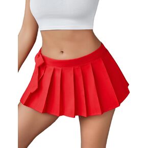 ADOME Women Pleated Mini Skirt Role Play Solid Lingerie Skirts
