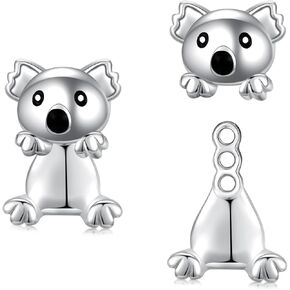 Hypoallergenic Fox/Koala/Cat Stud Earrings for Women 925 Sterling Silver Animal Ear Jacket Earrings Jewelry Gifts for Sensitive Ears