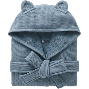 Boys Girls Terry Bathrobe, 100% Cotton Towel Robe ，Hooded Toddler Soft Fuzzy Robe For Kids 2-9Years